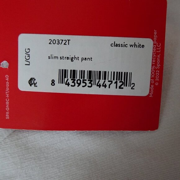 Spanx On-The-Go Slim Straight Pant Women's Size L White Classic Stretch 20372T - Picture 8 of 9